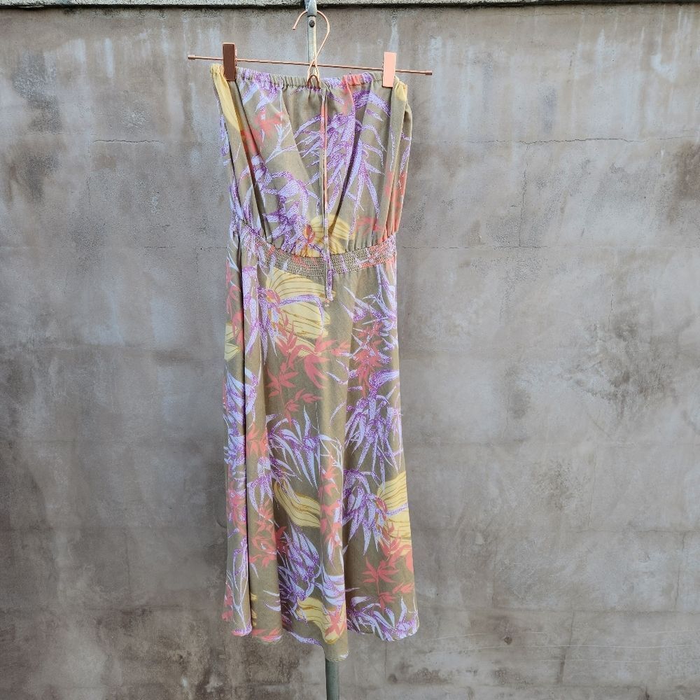 Vintage BYER TOO! strapless Botanical Print Casual Dress